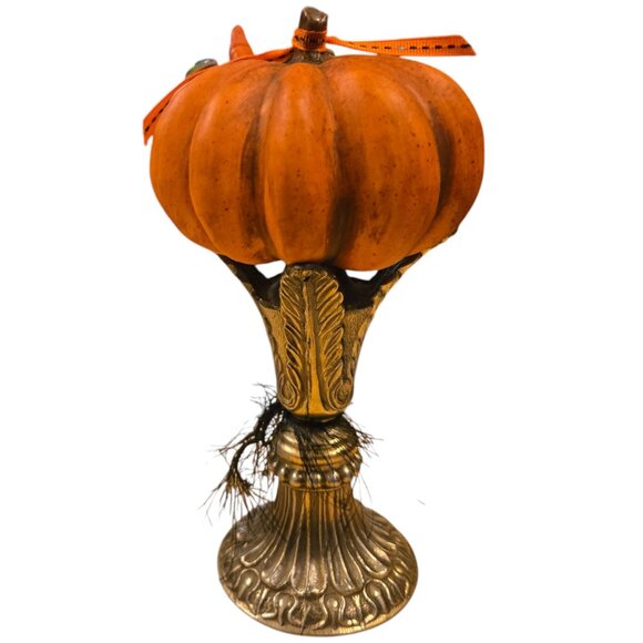 Halloween JOL Pumpkin OOAK Creepy Sculpture Jack O Lantern Teeth Assemblage Art - Picture 8 of 16